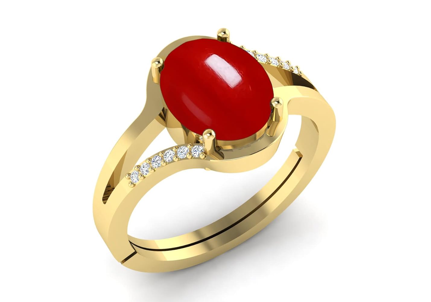 SirDaksh 2.25 Carat Original Red Coral Adjustable Wedding